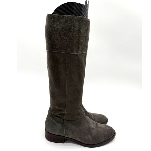 J.Crew Equestrian Full Suede Leather Lined Gray Zip Tall Riding Boots Italy 7.5 - Picture 1 of 11